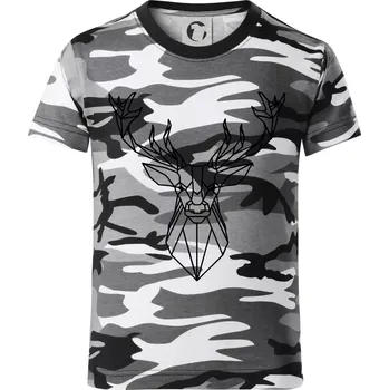 Chlapecké tričko Geometrie - jelen - Dětské maskáčové triko - 146 cm/10 let ( Šedý maskáč )