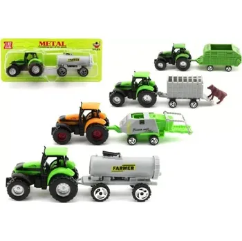 Hračka Teddies Traktor s přívěsem plast 16cm skladem