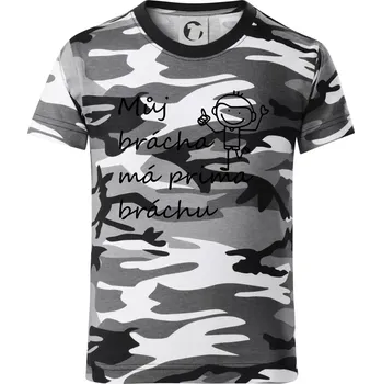 Chlapecké tričko Můj brácha má prima bráchu! - Dětské maskáčové triko - 146 cm/10 let ( Šedý maskáč )