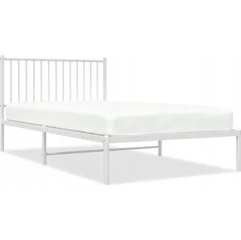 Postel Bílý ocelový rám postele 207 x 112 x 90,5 cm s úložným prostorem