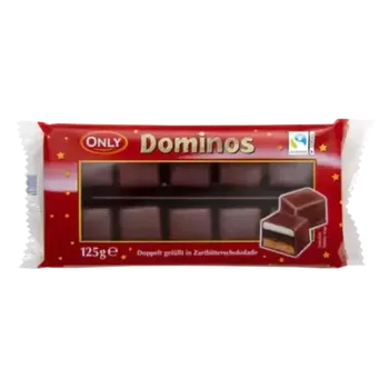 Bonboniéra Domino čokoládové kostky s dvojí náplní 125g