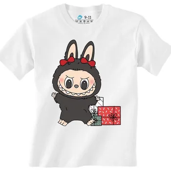 Chlapecké tričko Dětské tričko Černý Vánoční Labubu mezi Dárky (Velikost: 12-13, Barva: Bílá)