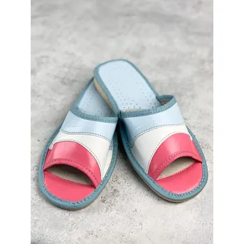 Dámské pantofle Dámské otevřené papuče modré s růžovou model 69, VELIKOST 39