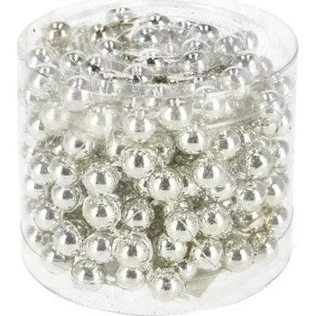 Vánoční dekorace Vánoční řetěz perličky stříbrné 8 mm × 270 cm