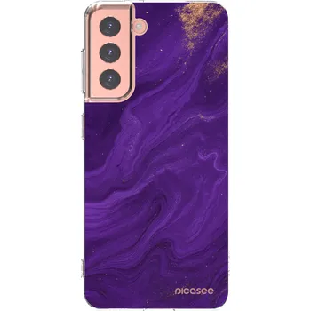 Pouzdro na mobilní telefon Picasee silikonový průhledný obal pro Samsung Galaxy S21 5G G991B - Fialová