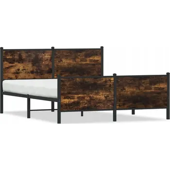 Postel Kovový rám postele 207x166x91,5 cm, barva kouřový dub, s čelem