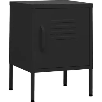 Noční stolek Ocelový noční stolek s nastavitelnou policí, černý, 35x35x51 cm