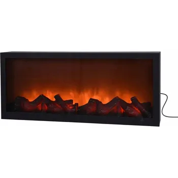 Elektrický LED krb, kovový, černý, 57x25 cm