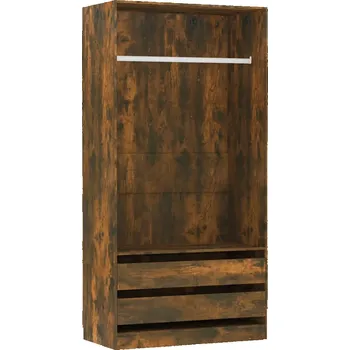 Šatní skříň Skříň z dřevěného materiálu, kouřový dub, 100 x 50 x 200 cm