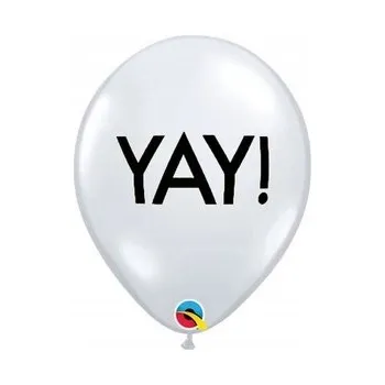 Balónek Průhledné balónky s černým nápis YAY! Hurá! 25 ks