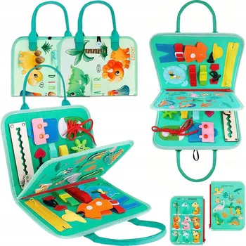 SENZORICKÁ MANIPULAČNÍ TABULE MONTESSORI KNIHA HRAČKA VZDĚLÁVACÍ