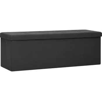Lavice s úložným prostorem MDF čalouněná umělým lnem, černá, 110x38x38 cm