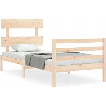 Postel Dřevěná borovicová postel 195,5x95,5x81 cm, neošetřená, s čelem