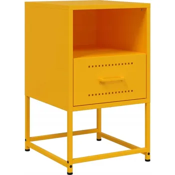 Noční stolek Industriální Noční Stolek Ocelový Hořčicově Žlutý 36x39x60,5 cm