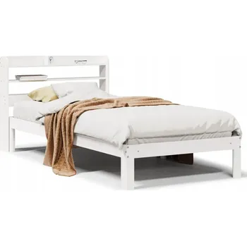 Postel Bílá borovicová postel 206 x 85 x 82 cm s úložnými policemi