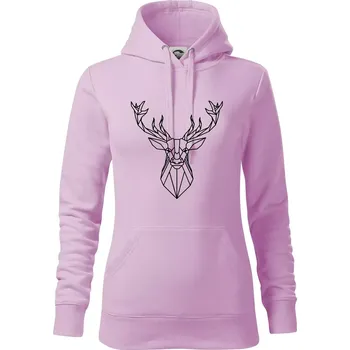 Dámská mikina Geometrie - jelen - Mikina dámská Cape s kapucí - S ( Orchid )
