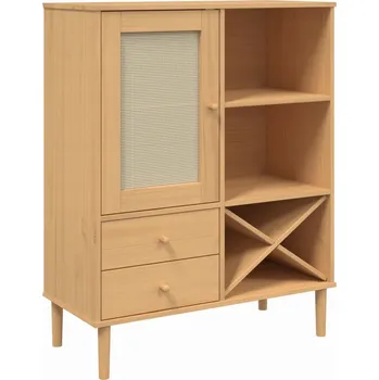 Koupelnový nábytek Vysoká skříňka SENJA, masivní borovicové dřevo, hnědá, 90x40x112 cm