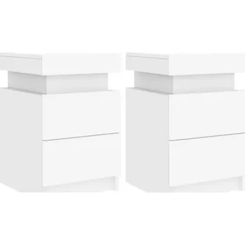 Noční stolek Noční stolek s LED osvětlením, 35x39x55 cm, bílý, dřevěný materiál