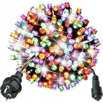 Vánoční dekorace VÁNOČNÍ OSVĚTLENÍ NA STROMEČEK 100 LED 8M MULTICOLOR + STUDENÁ BÍLÁ FLASH EFEKT BLIKÁNÍ