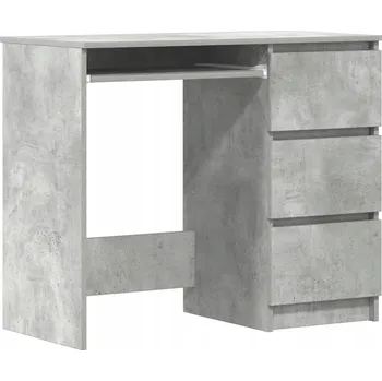 Psací stůl z dřevotřísky, šedá betonu, 90x45x76 cm, 3 zásuvky
