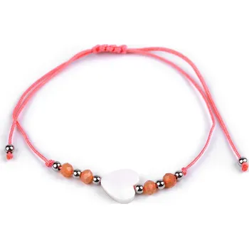 Náramek Náramek shamballa perleťové srdce, malé, 13 korálová světlá