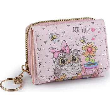 Mini peněženka dětská 7x8,5 cm, velké, 13 růžová nejsv. sova