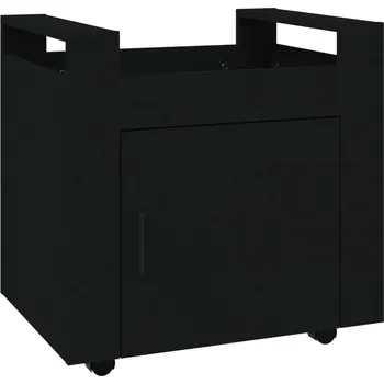Psací stůl Skříňka pod psací stůl s kolečky a dvířky, černá, 60x45x60 cm