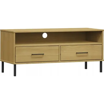 Televizní stolek TV stolek OSLO z masivního borovicového dřeva, 106x40x46,5 cm, hnědý