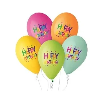 Balónek BALÓNKY HAPPY BIRTHDAY HVĚZDIČKY MIX NAROZENINY 5 KS
