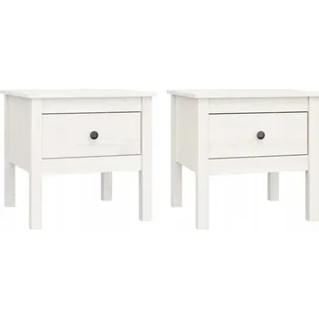 Konferenční stolek Odkládací stolky z masivního borovicového dřeva, bílé 50x50x49 cm