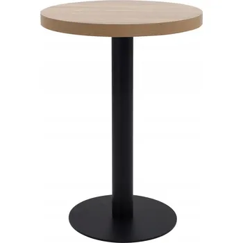 Jídelní stůl Bistro stolek MDF světle hnědý, ocel černá, 60 x 75 cm, tloušťka desky 3,8 cm