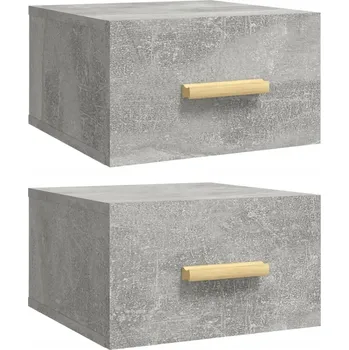 Konferenční stolek Sada 2 Závěsných Nočních Stolků, Dřevotříska, Šedý Betonu, 35x35x20 cm