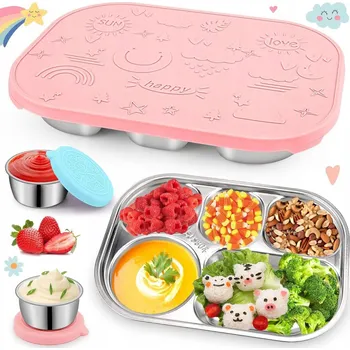 Dóza na potraviny Lunchbox nádoba 5 přihrádek se silikonovým víkem 26x19 Cm