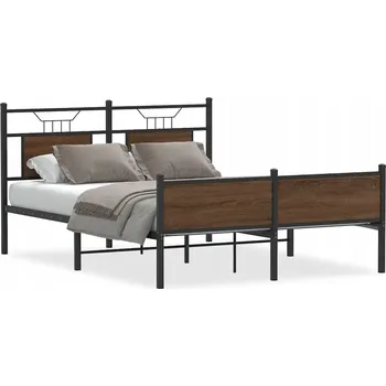 Postel Rám postele hnědý dub 207 x 147 x 91,5 cm s čelem a nožní deskou