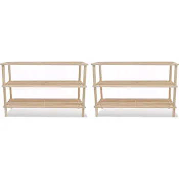 Botník Třípatrový botník z masivního jedlového dřeva 74x26x48,5 cm