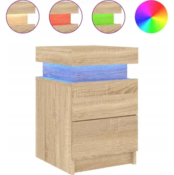 Noční stolek Noční stolek s RGB LED osvětlením, dub sonoma, 35x39x55 cm