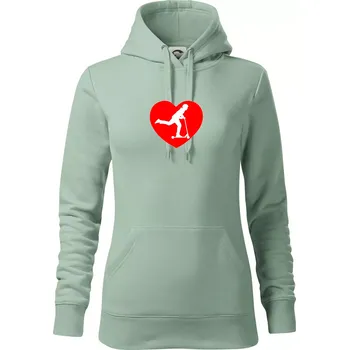 Dámská mikina Koloběžka srdce - Mikina dámská Cape s kapucí - XS ( Sage )