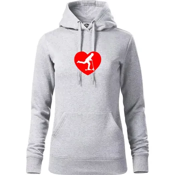 Dámská mikina Koloběžka srdce - Mikina dámská Cape s kapucí - S ( Světlešedý Melír )