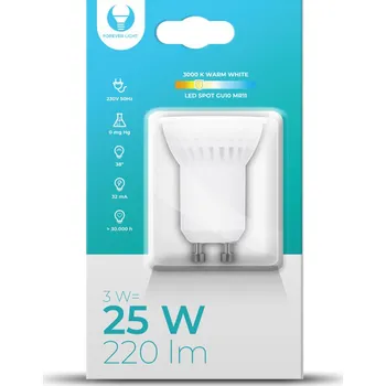 LED žárovka GU10 MR11 3W 230V 3000K 220lm keramická Forever Light