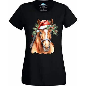 Dámské tričko Dámské tričko Vánoční Kůň (Velikost: M, Barva: Bílá)