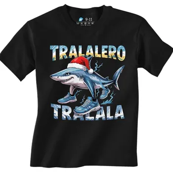 Chlapecké tričko Dětské tričko Vánoční Tralalero Tralala (Velikost: 9-11, Barva: Černá)