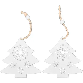 Vánoční dekorace Tutumi, sada závěsných vánočních stromků 2ks 300878, bílá, CHR-08504