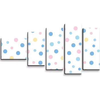 Obraz Sablio Obraz - 5-dílný Barevné puntíky na bílé - 100x60 cm