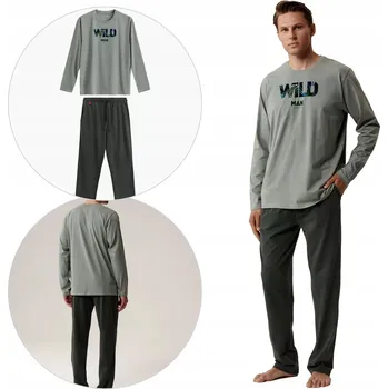 Pánské pyžamo Atlantic PÁNSKÉ PYŽAMO ATLANTIC NMP-392/ZIEJ/KHAC dlouhý rukáv velikost S