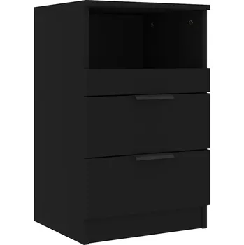 Noční stolek Elegantní noční stolek z materiálu na bázi dřeva, černý, 40x36x65 cm