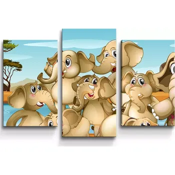 Obraz Sablio Obraz - 3-dílný Sloni - 75x50 cm