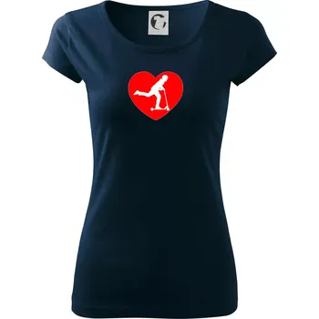 Dámské tričko Koloběžka srdce - Dámské triko Pure - S ( Námořní modrá (velmi tmavá - téměř černá) )