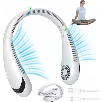 Domácí ventilátor PŘENOSNÝ VENTILÁTOR NA KRK USB 3 REŽIMY CHLAZENÍ SKLÁDACÍ LED