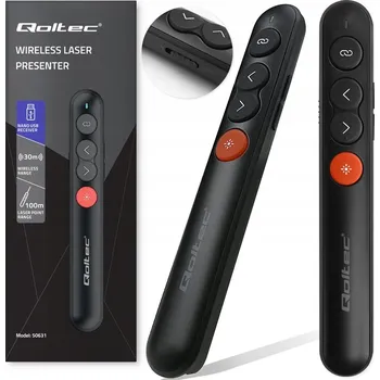 IP kamera Qoltec Laserové ukazovátko | Prezenter 4v1 | USB 3.0 | 2.4GHz | Dosah 100 m