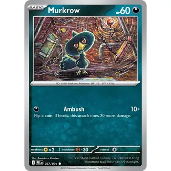 Sběratelská karetní hra Pokémon PFL 057/094 Murkrow - Phantasmal Flames Stav: Near Mint, Verze: REVERSE HOLO